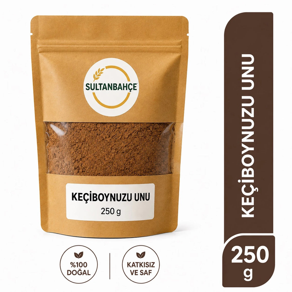 Doğal Keçiboynuzu Unu 250 Gr | Katkısız - Rafine Şekersiz - Glutensiz - Vegan - Lif Kaynağı