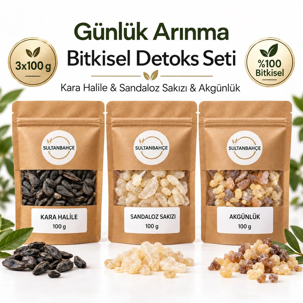 Sandaloz Sakızı - Ak günlük - Kara Halile - Detoks, Günlük Arınma Seti - 3x100 gr.