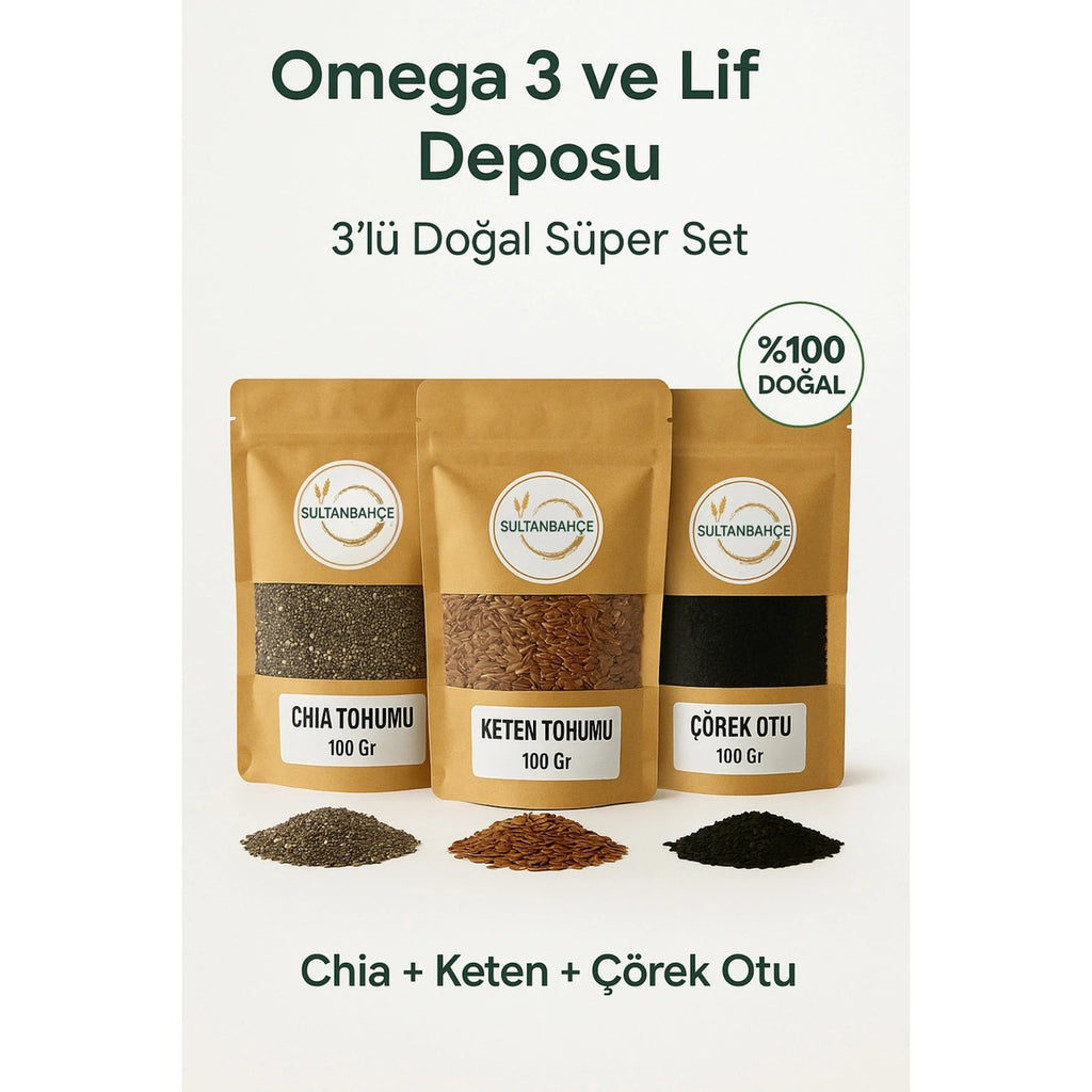 Chia Tohumu | Keten Tohumu | Çörek Otu | Omega 3-lif Bombası| Glutensiz | Vegan