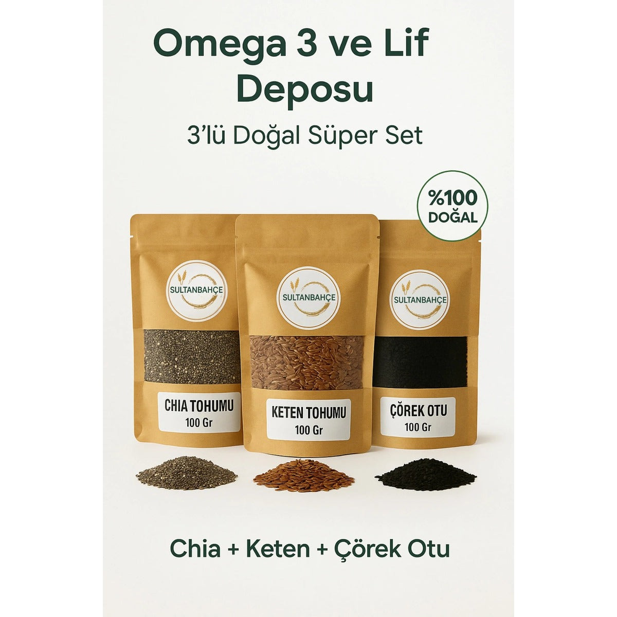 Chia Tohumu | Keten Tohumu | Çörek Otu | Omega 3-lif Bombası| Glutensiz | Vegan