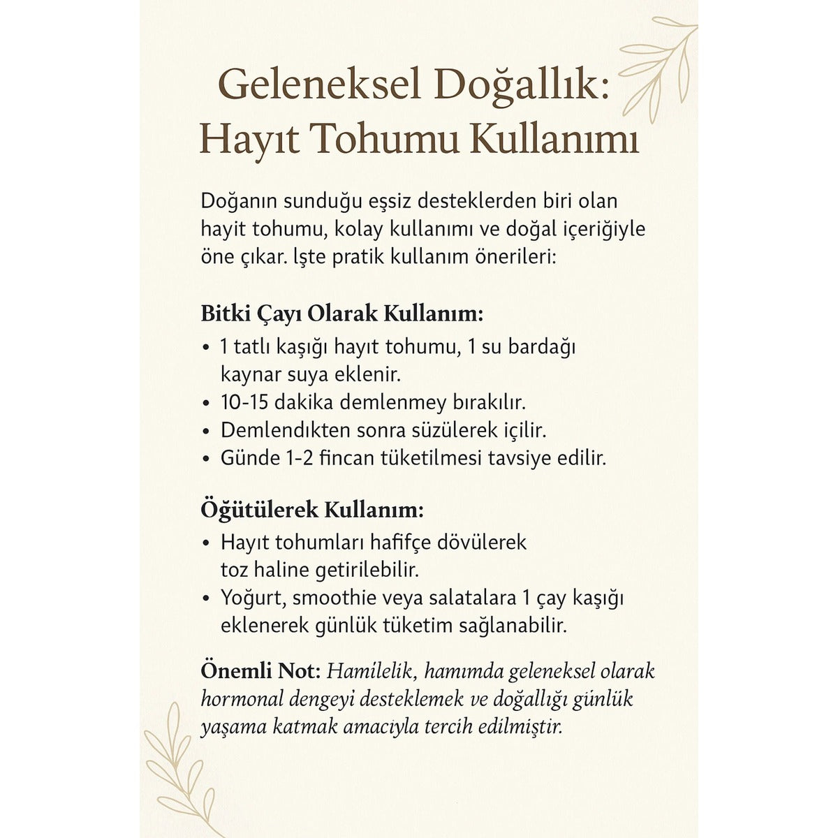Hayıt Tohumu 100 gr | Bitki Çayı | Regl Çayı | Hormon & Adet Desteği | Vitex Agnus-castus
