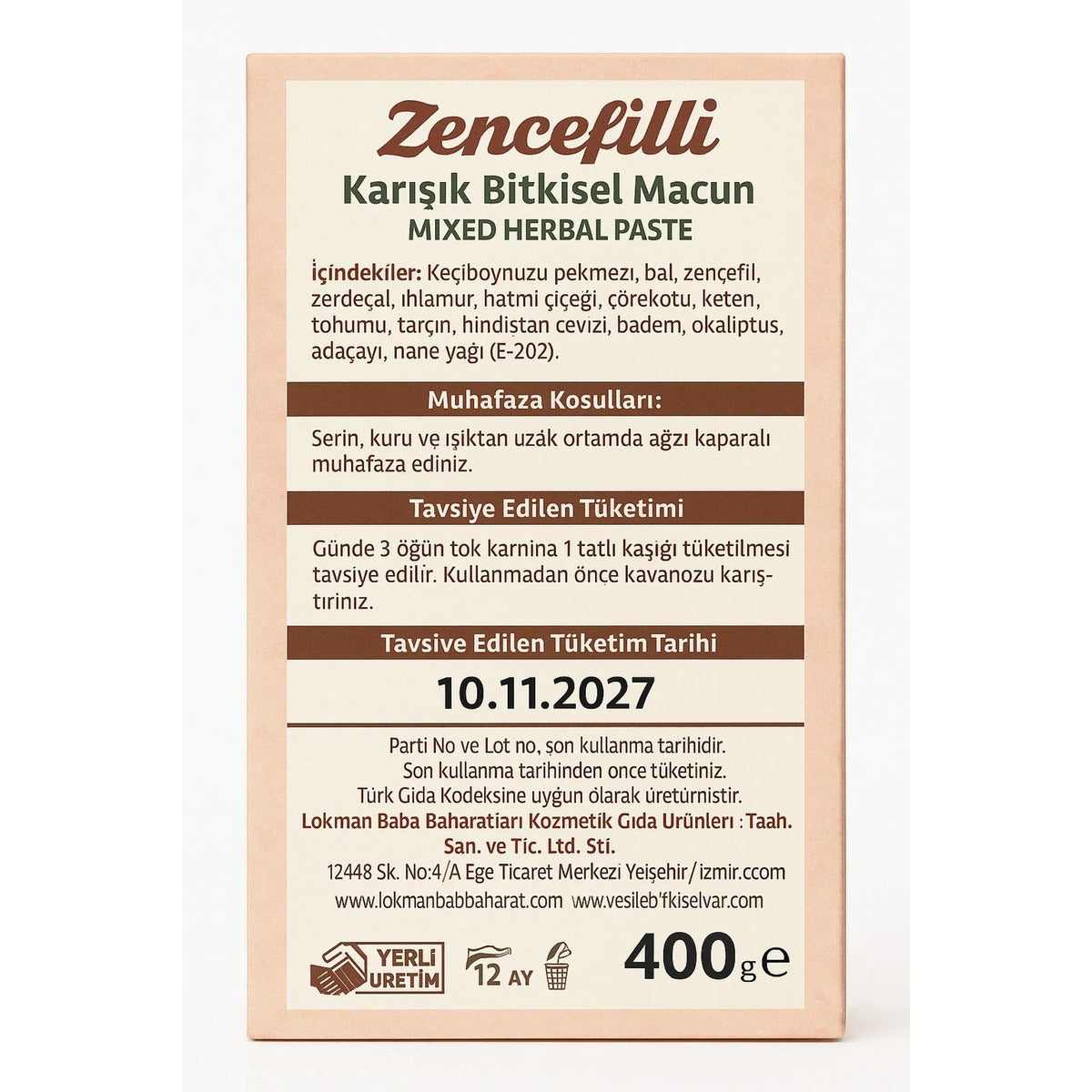 Zencefilli Karışık Bitkisel Macun 400 g – Doğal Bağışıklık ve Enerji Destekleyici Macun