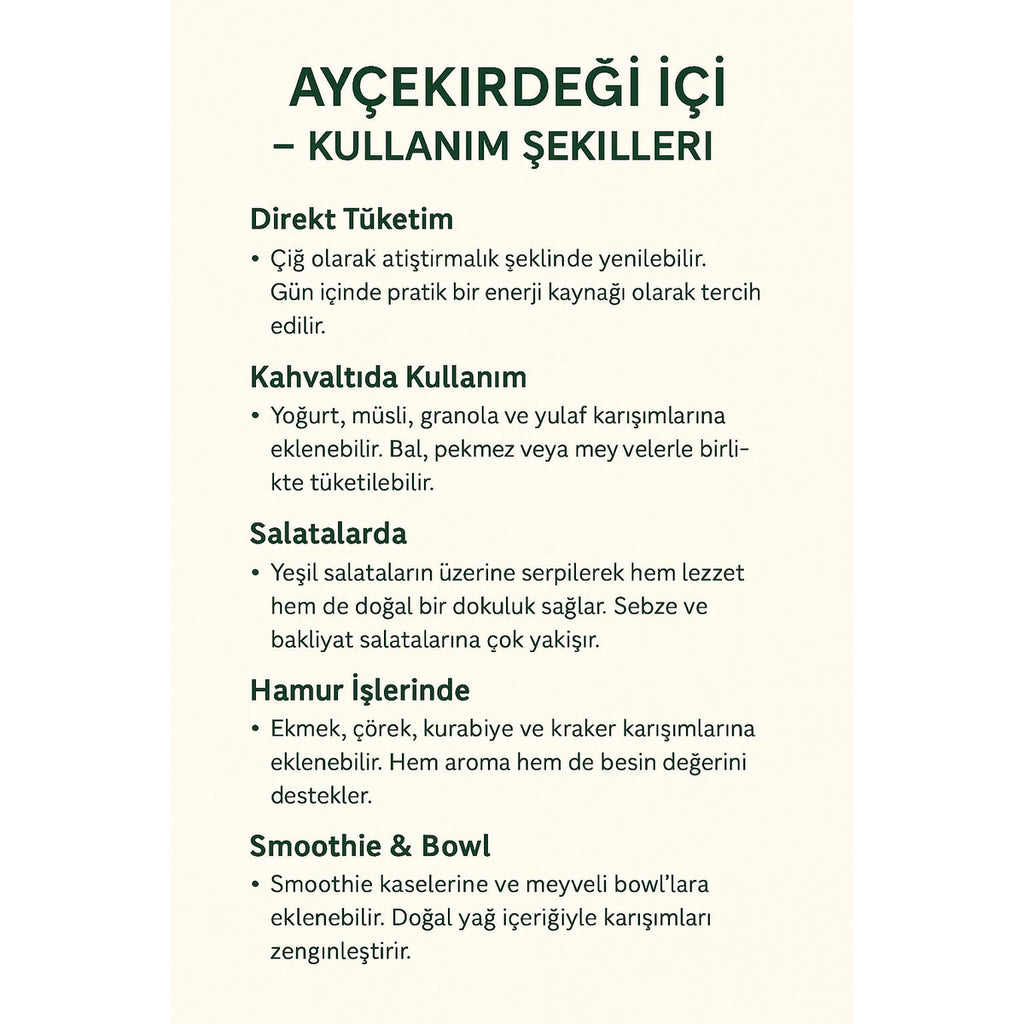 Ay Çekirdeği İçi -  Birinci Sınıf Çiğ  - Taze ve İri Boy