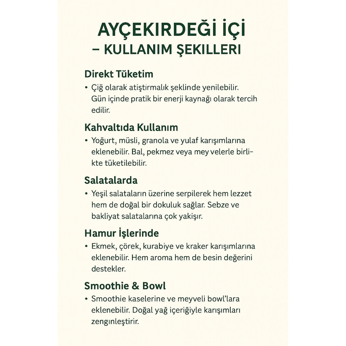 Ay Çekirdeği İçi -  Birinci Sınıf Çiğ  - Taze ve İri Boy