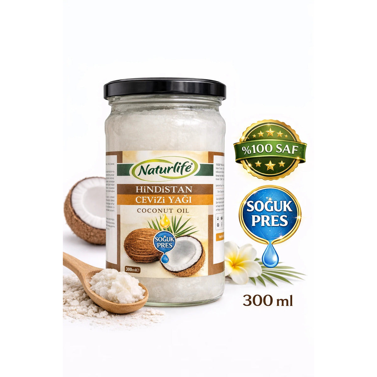 Hindistan Cevizi Yağı 300 ml - Soğuk Sıkım %100 Doğal