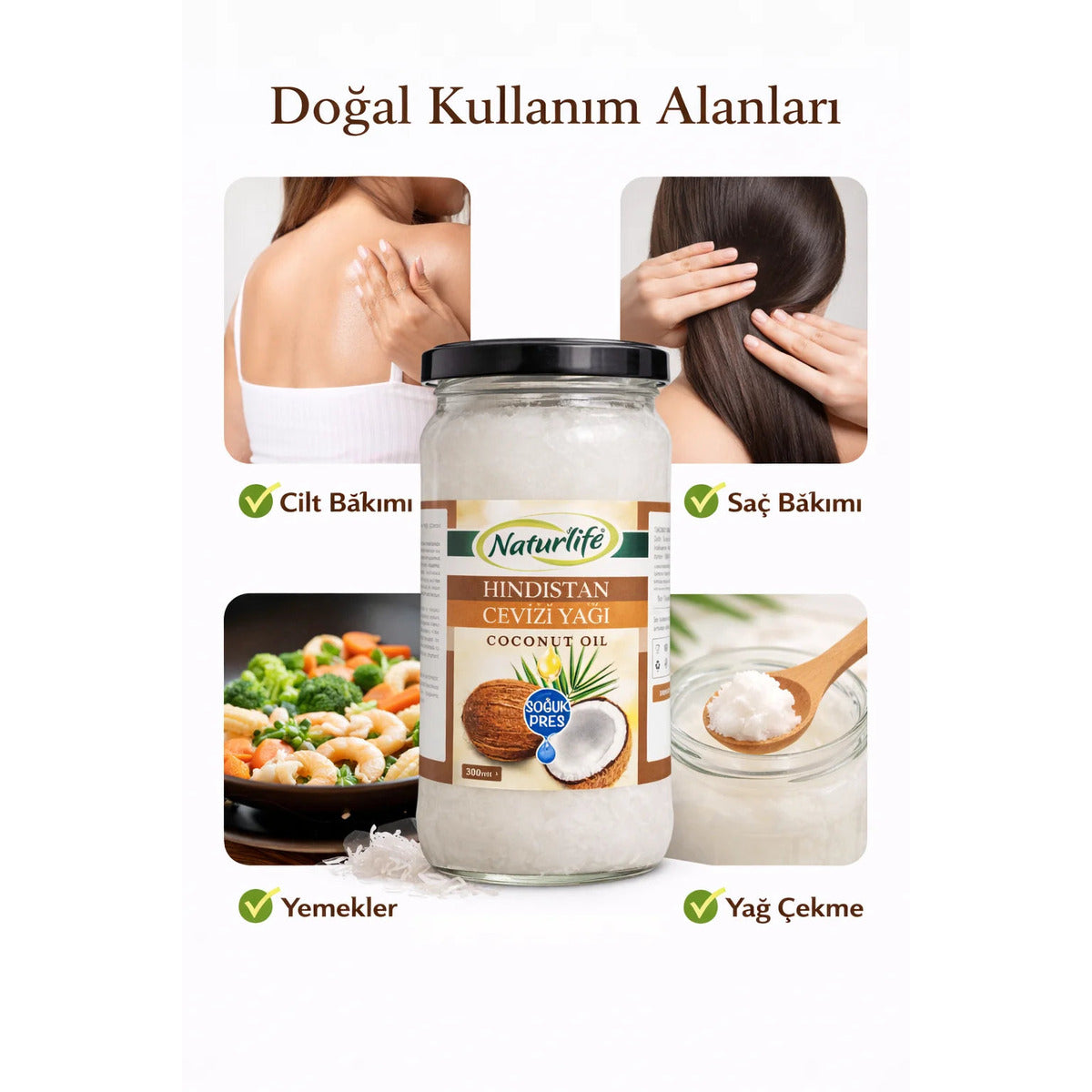 Hindistan Cevizi Yağı 300 ml - Soğuk Sıkım %100 Doğal